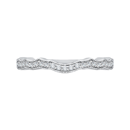 Round Diamond Half-Eternity Wedding Band in 14K White Gold