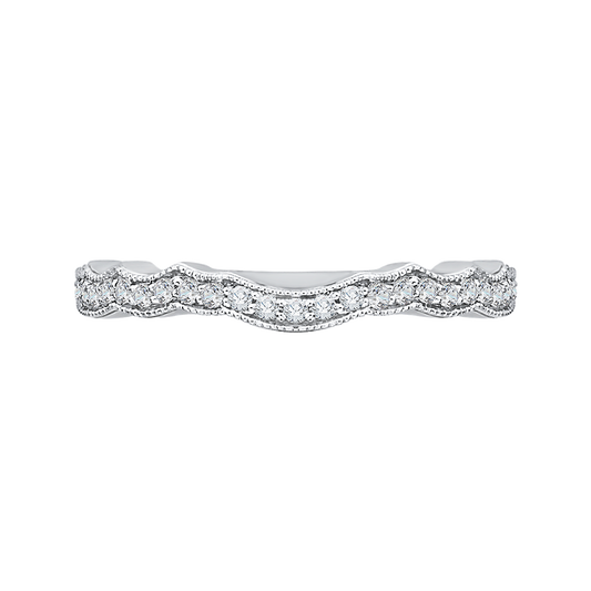 Round Diamond Half-Eternity Wedding Band in 14K White Gold