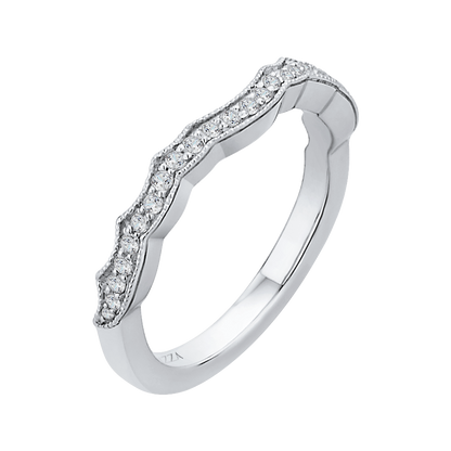 Round Diamond Half-Eternity Wedding Band in 14K White Gold