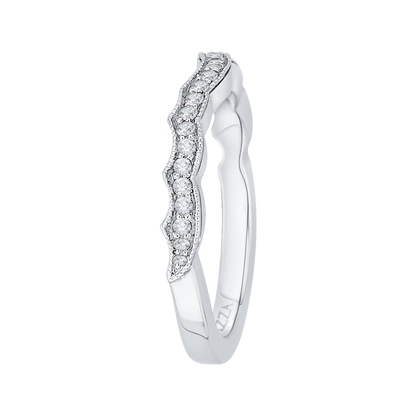 Round Diamond Half-Eternity Wedding Band in 14K White Gold