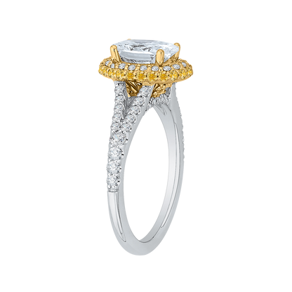 Split Shank Oval Cut Diamond Halo Engagement Ring in 14K Two Tone Gold (Semi-Mount)