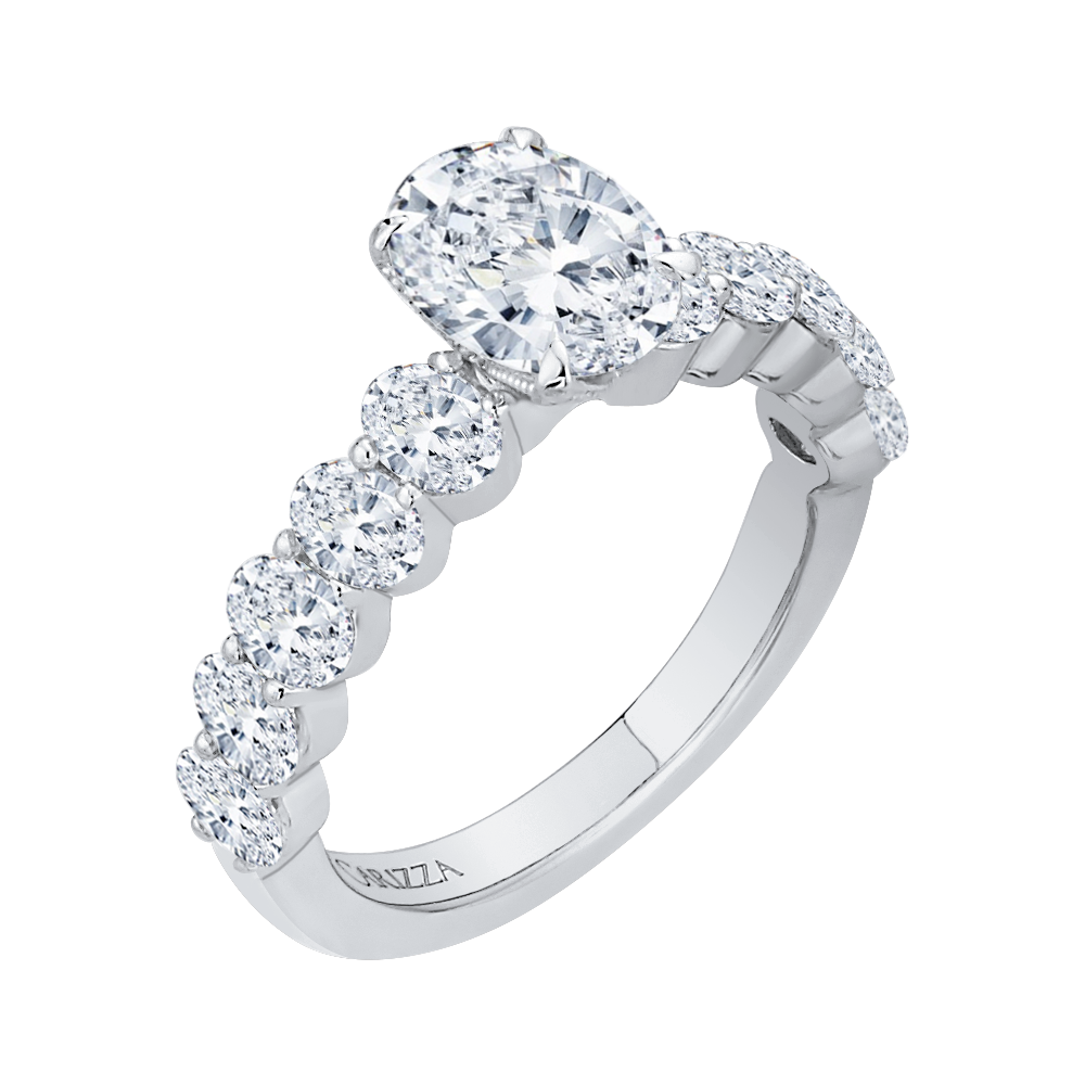 Oval Cut Diamond Engagement Ring in 14K White Gold (Semi-Mount)