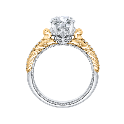 Oval Cut Diamond Engagement Ring in 14K Two Tone Gold (Semi-Mount)