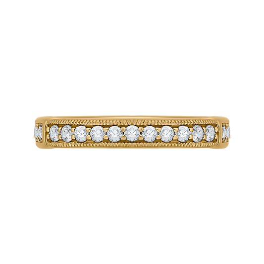 Round and Princess Cut Diamond Wedding Band in 14K Yellow Gold