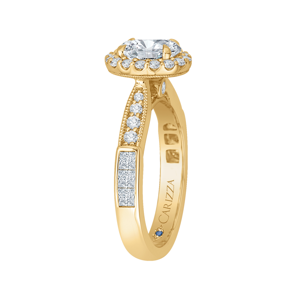 Oval Cut Diamond Halo Engagement Ring in 14K Yellow Gold (Semi-Mount)