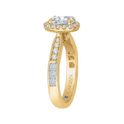 Oval Cut Diamond Halo Engagement Ring in 14K Yellow Gold (Semi-Mount)