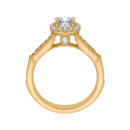 Oval Cut Diamond Halo Engagement Ring in 14K Yellow Gold (Semi-Mount)