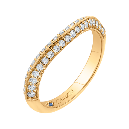 Round Diamond Half-Eternity Wedding Band in 14K Yellow Gold