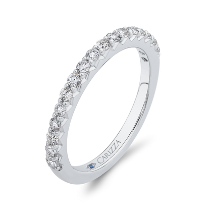 Round Diamond Half-Eternity Wedding Band in 14K White Gold