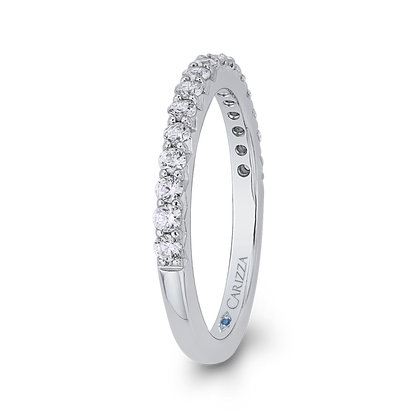 Round Diamond Half-Eternity Wedding Band in 14K White Gold