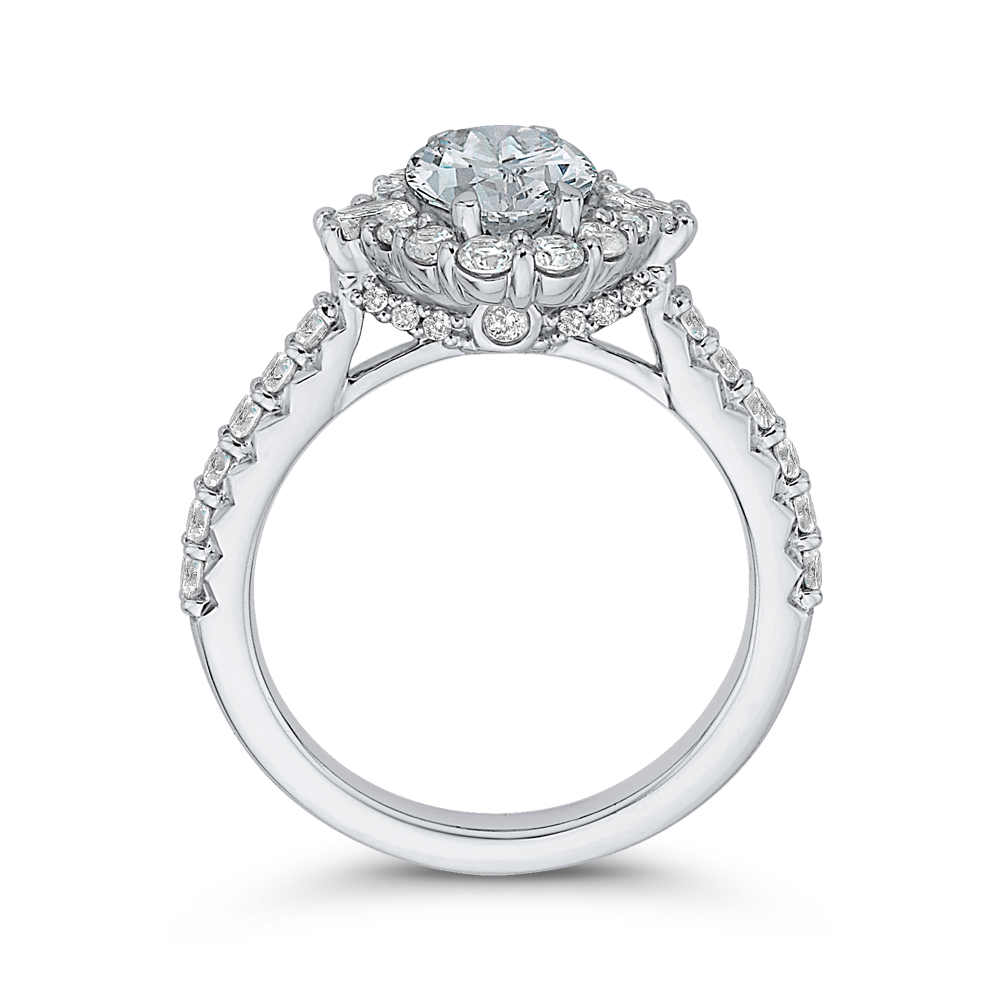 Oval Cut Diamond Halo Engagement Ring in 14K White Gold (Semi-Mount)