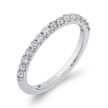 Round Diamond Half-Eternity Wedding Band in 14K White Gold