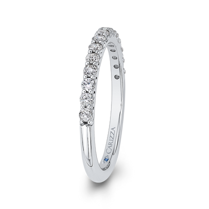 Round Diamond Half-Eternity Wedding Band in 14K White Gold