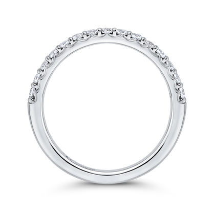 Round Diamond Half-Eternity Wedding Band in 14K White Gold