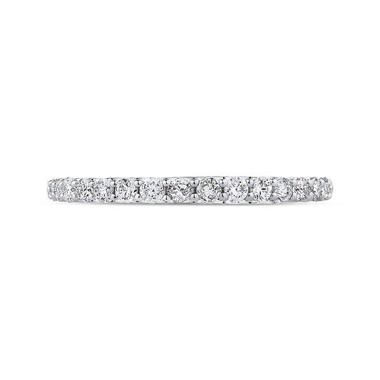 Round Diamond Half-Eternity Wedding Band in 14K White Gold