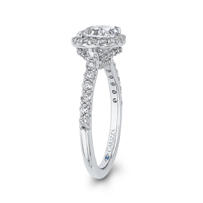 Oval Cut Diamond Halo Engagement Ring in 14K White Gold (Semi-Mount)