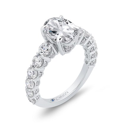 Oval Cut Diamond Engagement Ring in 14K White Gold (Semi-Mount)