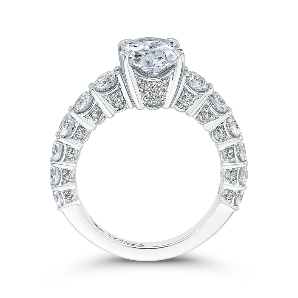 Oval Cut Diamond Engagement Ring in 14K White Gold (Semi-Mount)