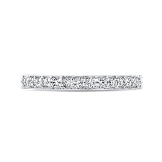 Round Diamond Half-Eternity Wedding Band in 14K White Gold