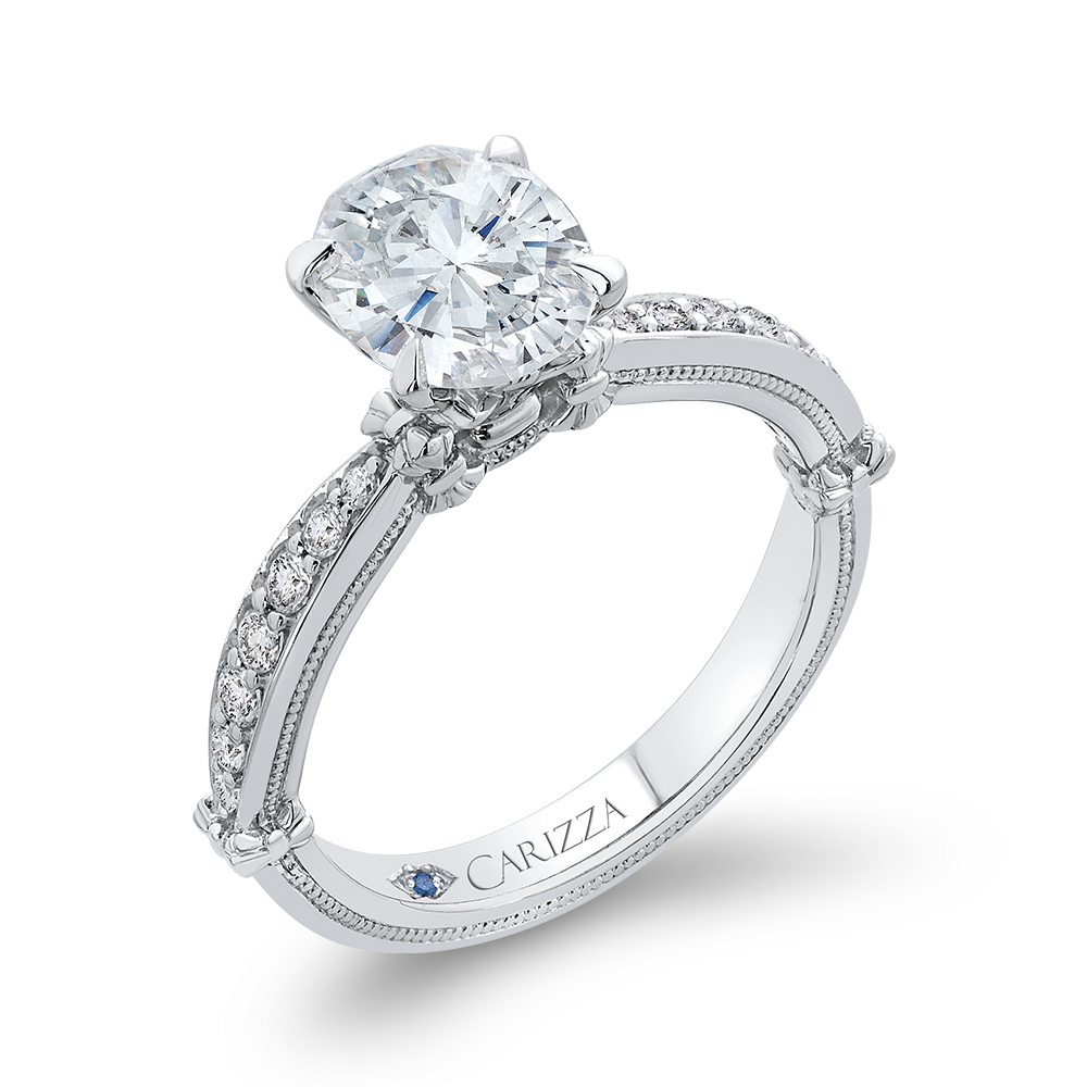 Oval Cut Diamond Engagement Ring in 14K White Gold (Semi-Mount)