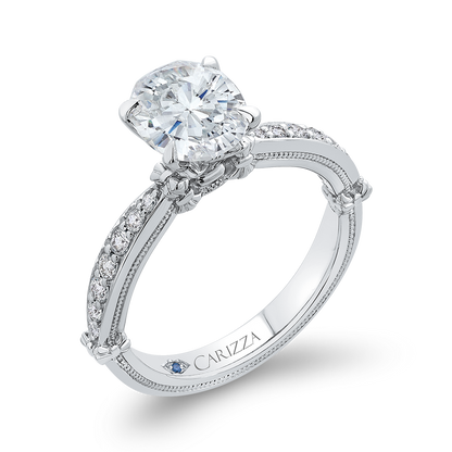 Oval Cut Diamond Engagement Ring in 14K White Gold (Semi-Mount)