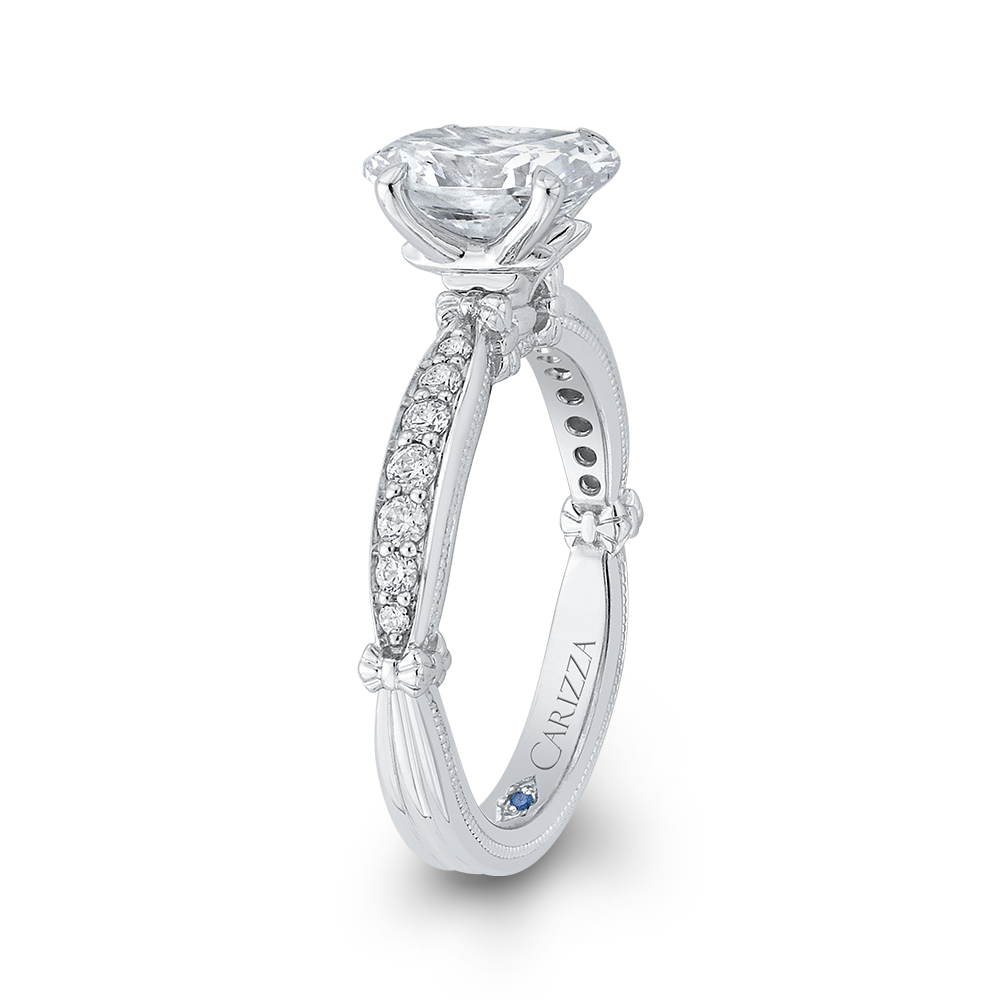 Oval Cut Diamond Engagement Ring in 14K White Gold (Semi-Mount)