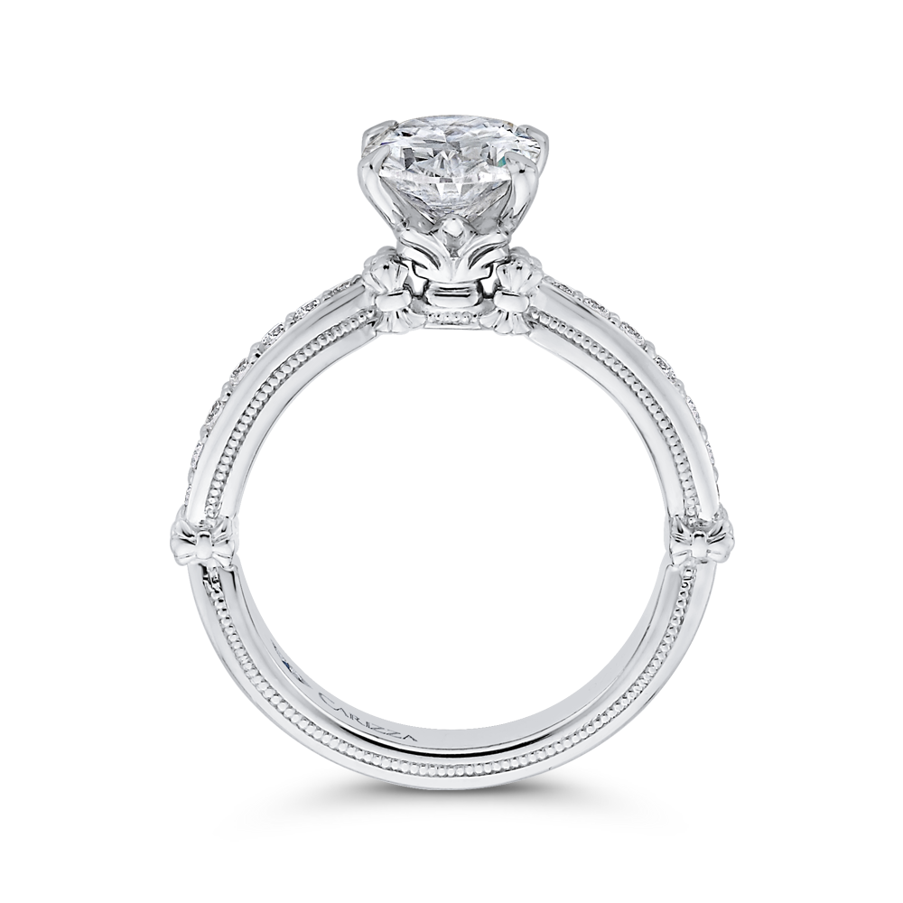 Oval Cut Diamond Engagement Ring in 14K White Gold (Semi-Mount)