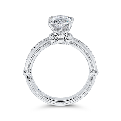 Oval Cut Diamond Engagement Ring in 14K White Gold (Semi-Mount)