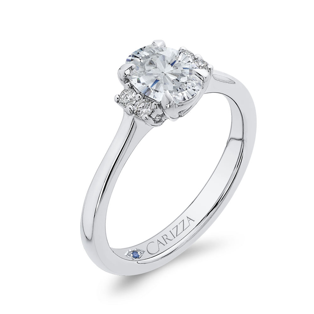 Oval Cut Diamond Engagement Ring in 14K White Gold (Semi-Mount)