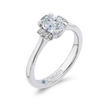 Oval Cut Diamond Engagement Ring in 14K White Gold (Semi-Mount)