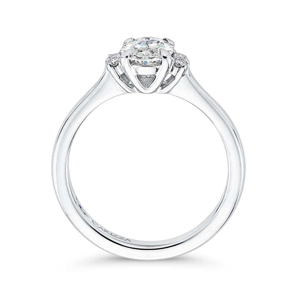 Oval Cut Diamond Engagement Ring in 14K White Gold (Semi-Mount)