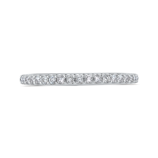 Round Diamond Half-Eternity Wedding Band in 14K White Gold