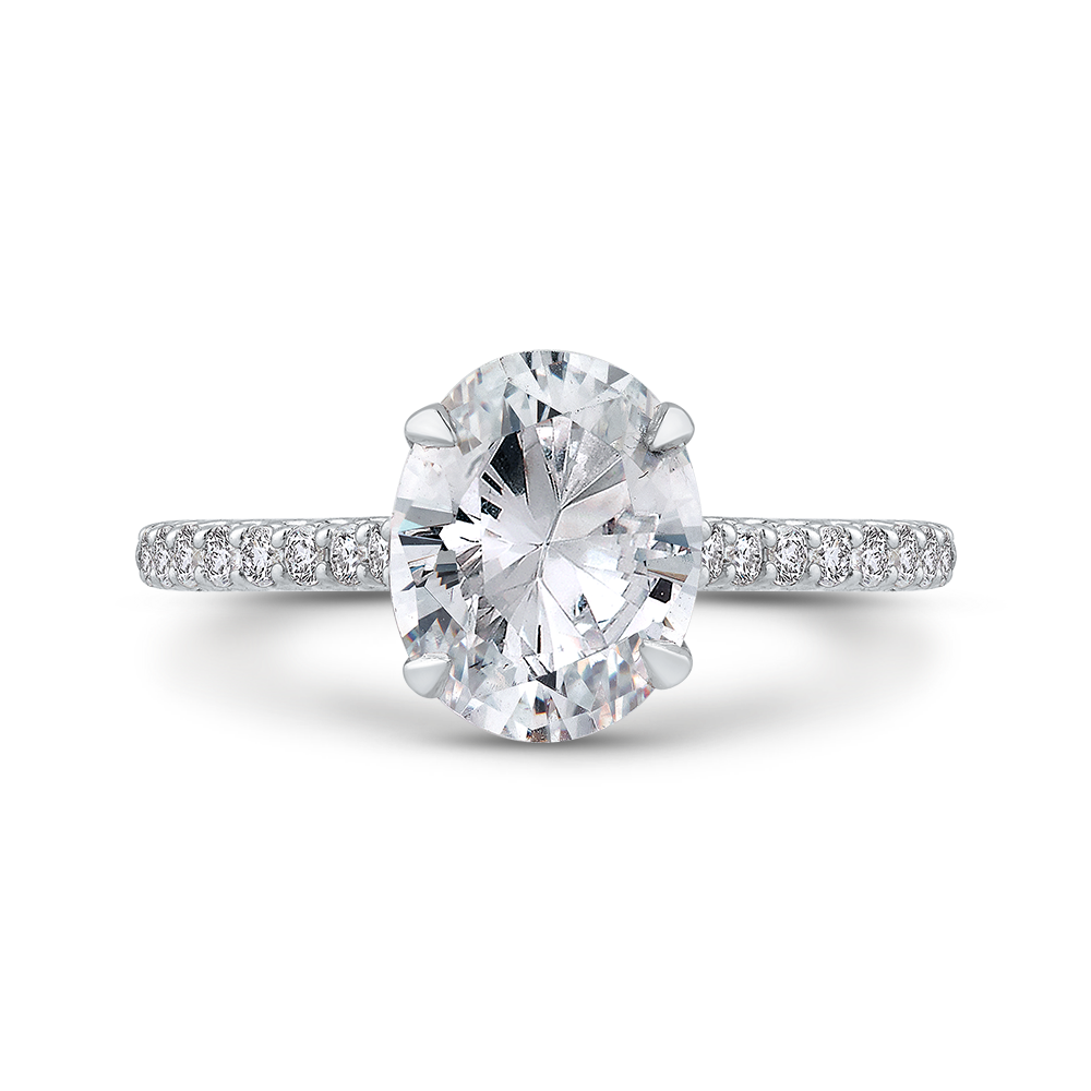 Oval Cut Diamond Cathedral Style Engagement Ring in 14K White Gold (Semi-Mount)