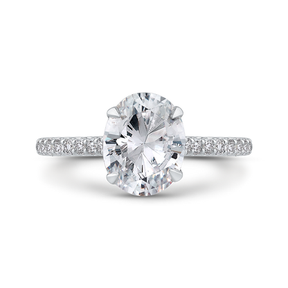 Oval Cut Diamond Cathedral Style Engagement Ring in 14K White Gold (Semi-Mount)