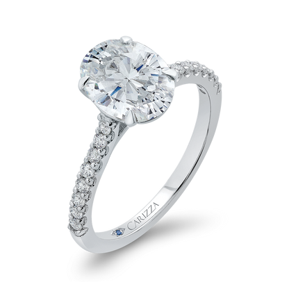 Oval Cut Diamond Cathedral Style Engagement Ring in 14K White Gold (Semi-Mount)