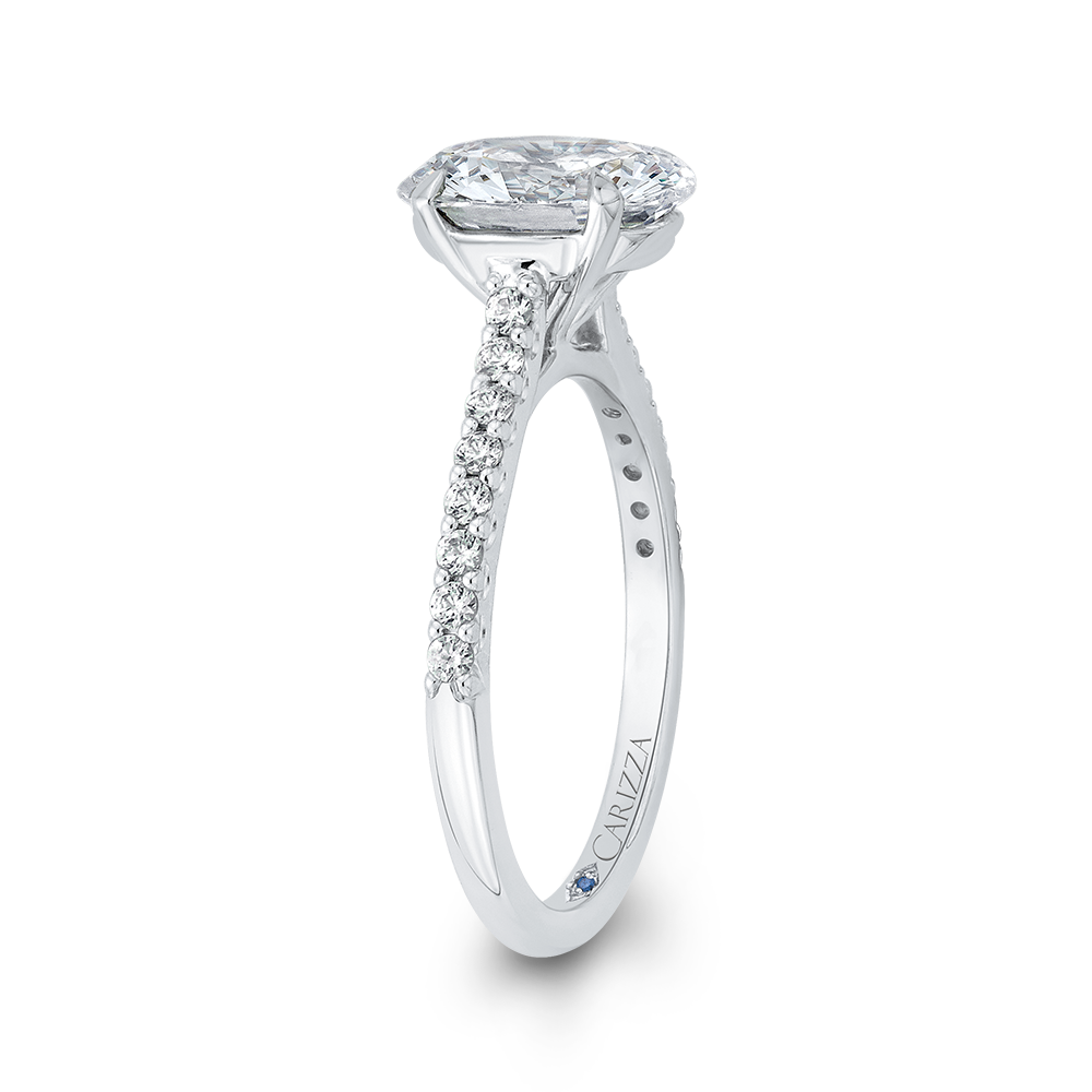 Oval Cut Diamond Cathedral Style Engagement Ring in 14K White Gold (Semi-Mount)