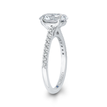 Oval Cut Diamond Cathedral Style Engagement Ring in 14K White Gold (Semi-Mount)