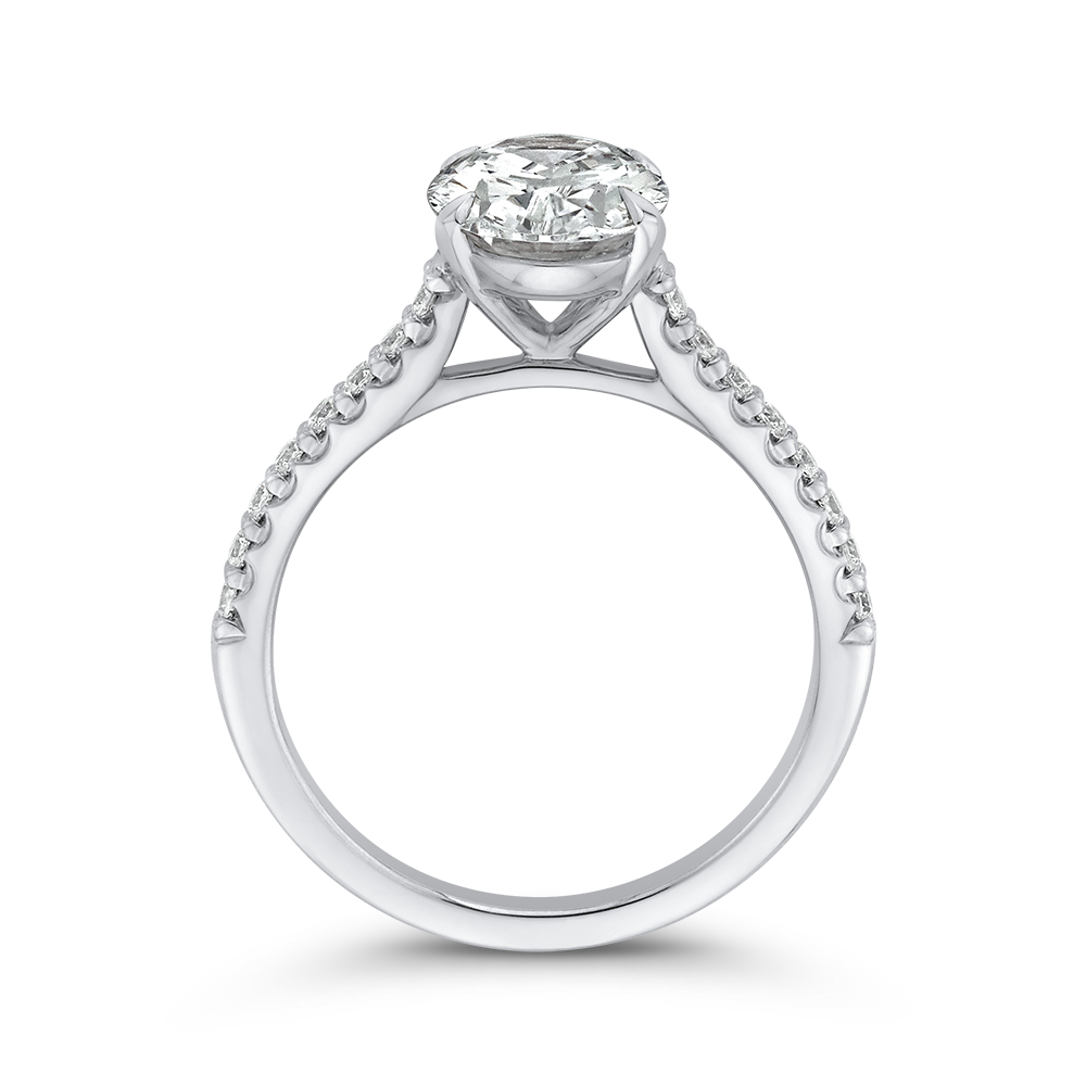 Oval Cut Diamond Cathedral Style Engagement Ring in 14K White Gold (Semi-Mount)