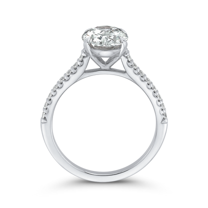 Oval Cut Diamond Cathedral Style Engagement Ring in 14K White Gold (Semi-Mount)