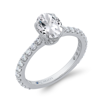 Oval Cut Diamond Engagement Ring in 14K White Gold (Semi-Mount)