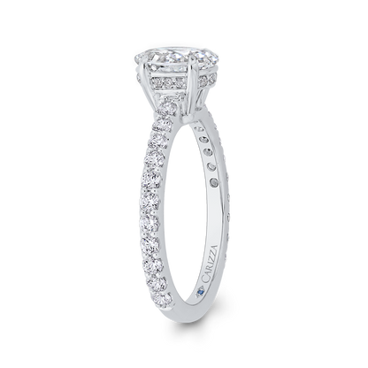 Oval Cut Diamond Engagement Ring in 14K White Gold (Semi-Mount)