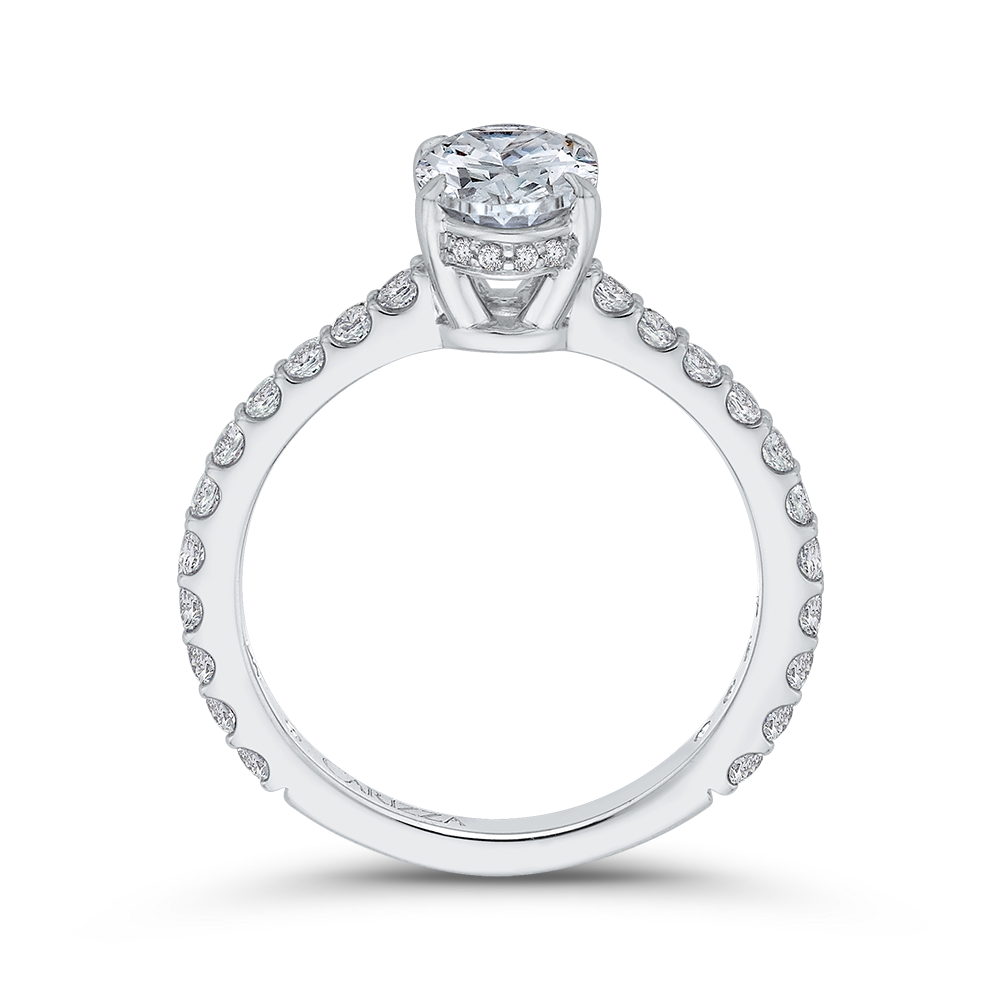 Oval Cut Diamond Engagement Ring in 14K White Gold (Semi-Mount)