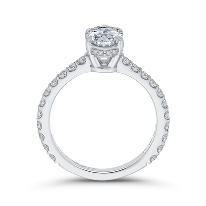 Oval Cut Diamond Engagement Ring in 14K White Gold (Semi-Mount)