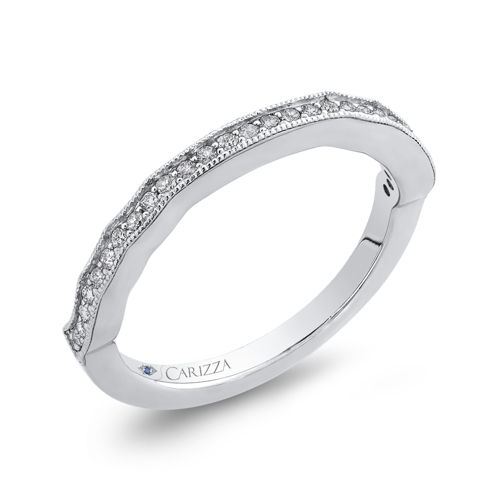 Round Diamond Half-Eternity Wedding Band in 14K White Gold