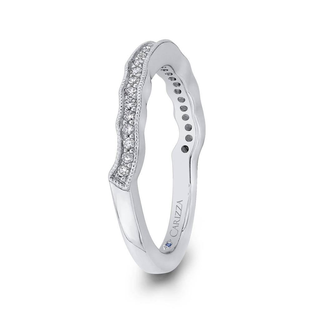 Round Diamond Half-Eternity Wedding Band in 14K White Gold