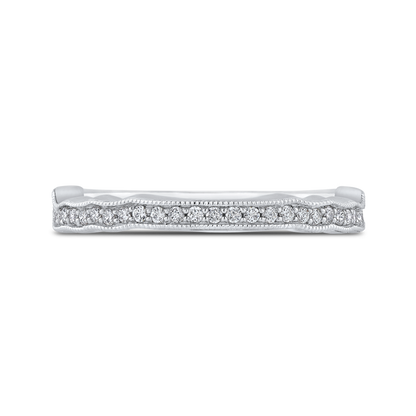 Round Diamond Half-Eternity Wedding Band in 14K White Gold