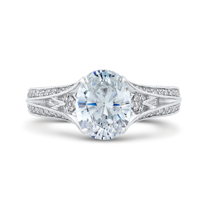 Split Shank Oval Cut Diamond Engagement Ring in 14K White Gold (Semi-Mount)