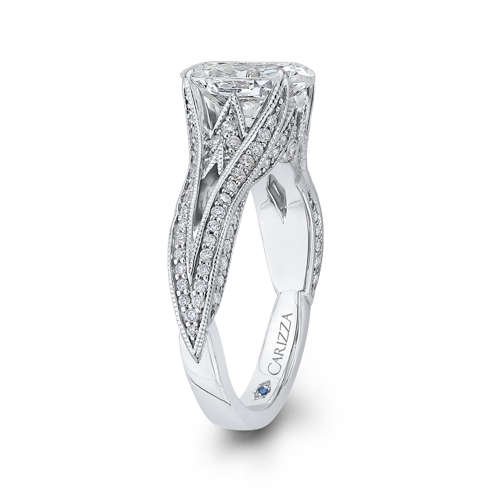 Split Shank Oval Cut Diamond Engagement Ring in 14K White Gold (Semi-Mount)