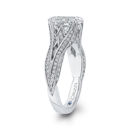 Split Shank Oval Cut Diamond Engagement Ring in 14K White Gold (Semi-Mount)