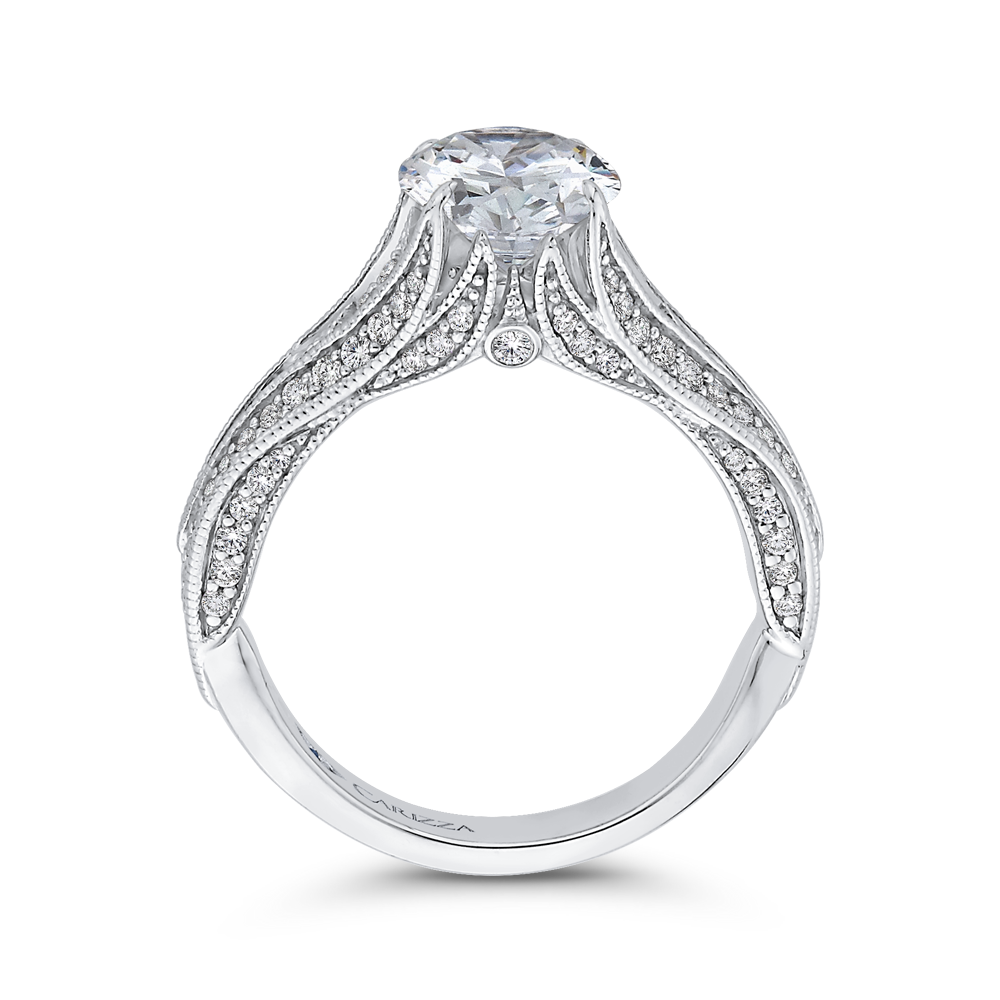 Split Shank Oval Cut Diamond Engagement Ring in 14K White Gold (Semi-Mount)